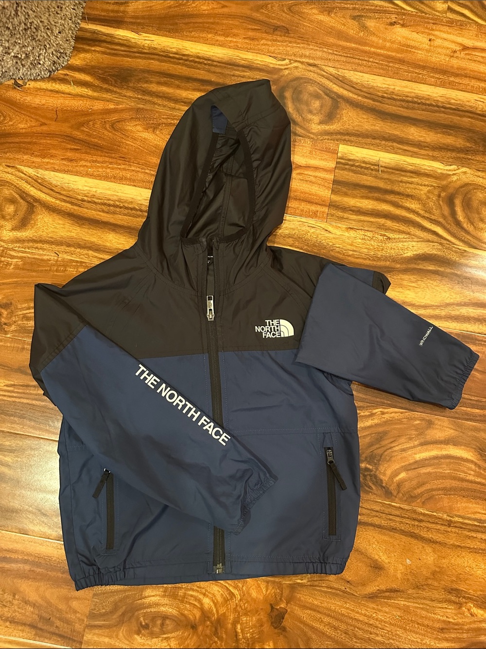 The North Face Navy and Black Hooded Kids' Windbreaker, Small